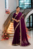 Purple Embroidered Satin Chiffon Saree