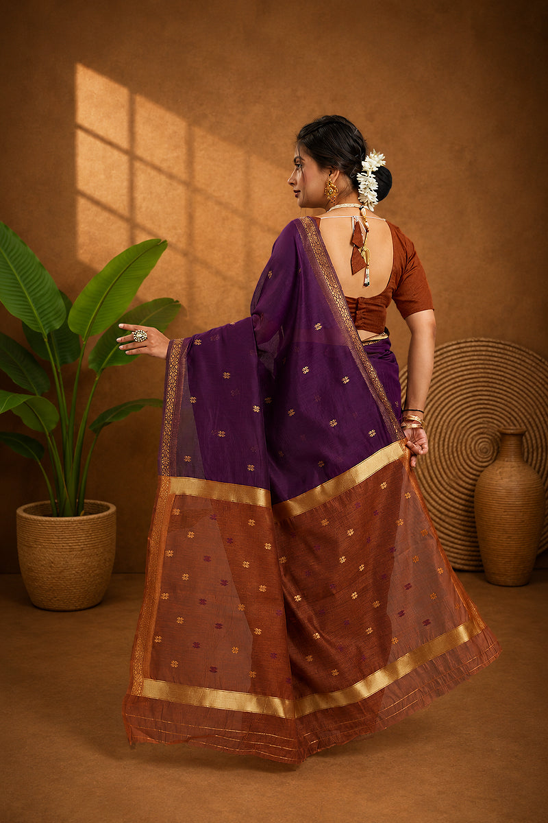 Purple Toned Cotton Silk Saree