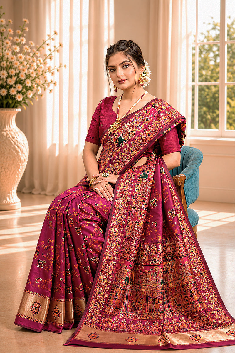 Red Minakari Banarasi Saree