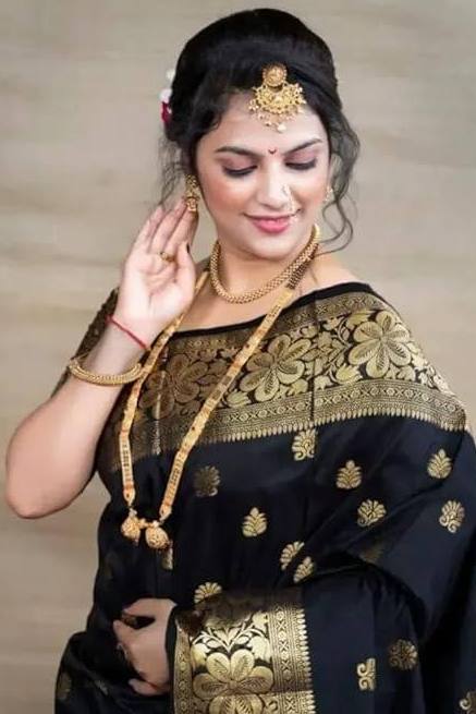 Black Woven Silk Blend Saree
