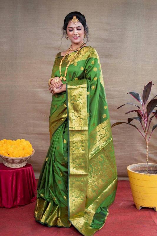 Light Green Woven Silk Blend Saree