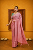 Pink Solid Shimmer Polyester Saree