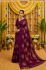Purple Digital Printed Bright Moss Satin Border Saree