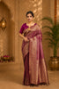 Wine Woven Banarasi Khadi Silk Saree