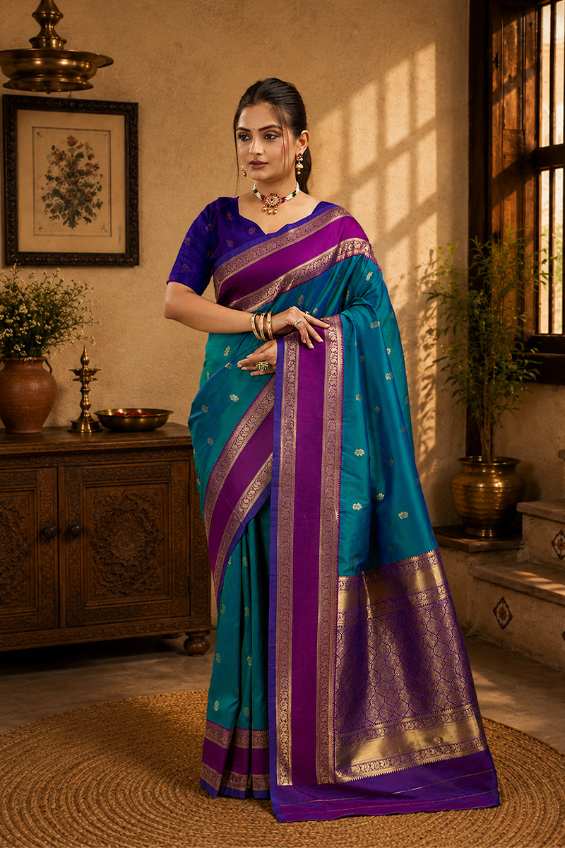 Blue Woven Kanjivaram Silk Saree