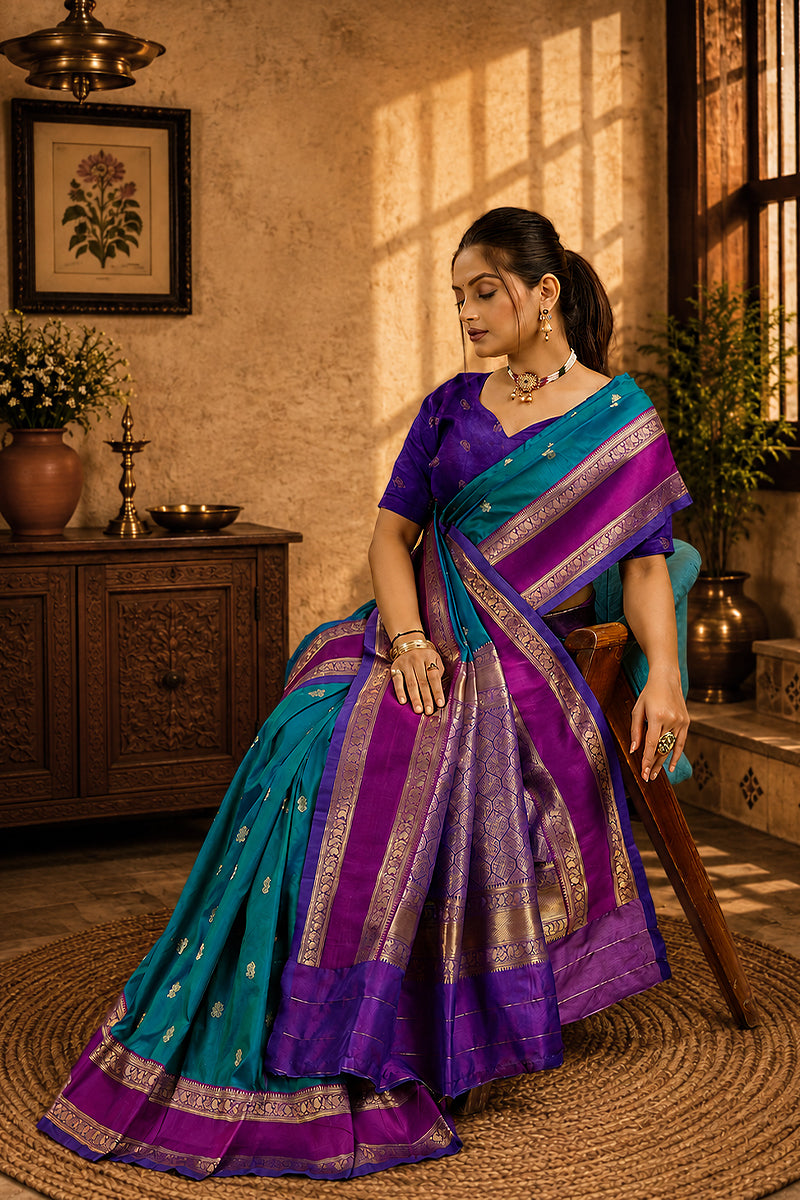 Blue Woven Kanjivaram Silk Saree