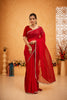 Red Mirror Lace Georgette Saree