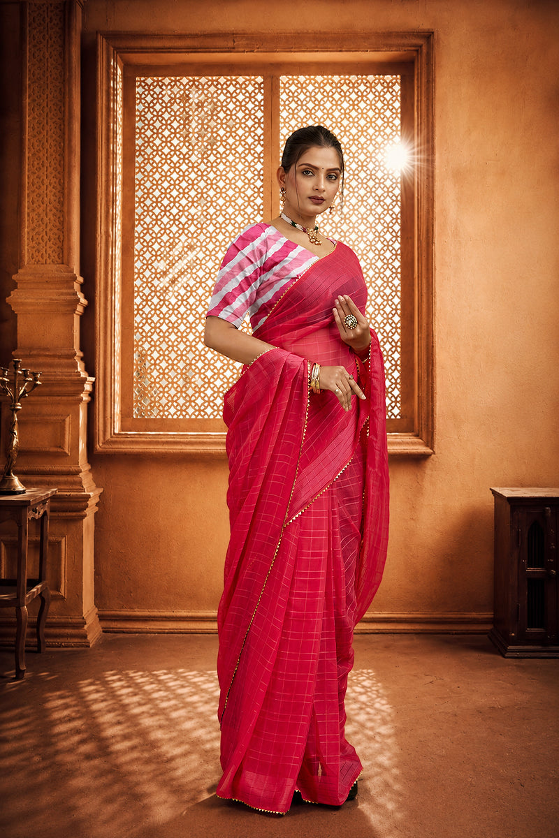 Pink Ready To Wear Digital Printed Georgette Saree