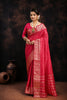 Dark Pink Woven Jacquard Cotton Silk Saree