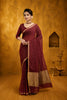 Red Woven Zari Border Viscose Chinnon Silk Saree