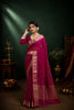 Wine Woven Chinnon Silk Saree