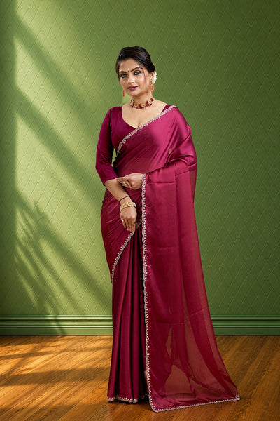 Red Embroidered Rangoli Silk Saree